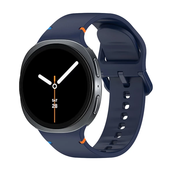 Samsung Galaxy Watch 8 44mm 40mm İle Uyumlu Metal Tokalı Spor Silikon Kordon  Lacivert ürün görseli 1