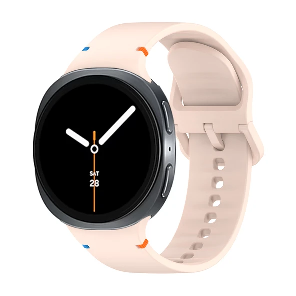 Samsung Galaxy Watch 8 44mm 40mm İle Uyumlu Metal Tokalı Spor Silikon Kordon  Pembe ürün görseli 1