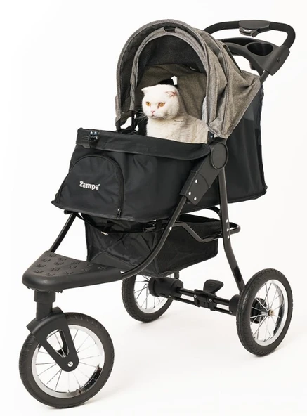 Zampa Ricciardo SP05CS-G Gri Kedi Köpek Arabası - Geniş İç Hacim, Katlanabilir ve Konforlu ürün görseli 1