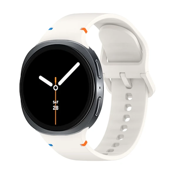 Samsung Galaxy Watch 8 44mm 40mm İle Uyumlu Metal Tokalı Spor Silikon Kordon  Turuncu ürün görseli 1