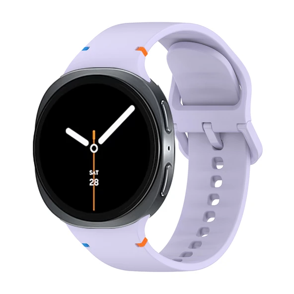 Samsung Galaxy Watch 8 44mm 40mm İle Uyumlu Metal Tokalı Spor Silikon Kordon  Lila ürün görseli 1