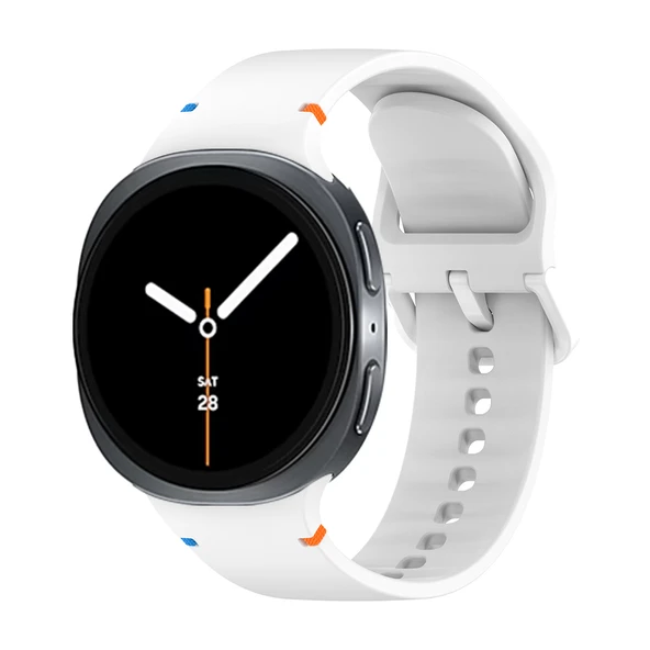 Samsung Galaxy Watch 8 44mm 40mm İle Uyumlu Metal Tokalı Spor Silikon Kordon  Starlight ürün görseli 1