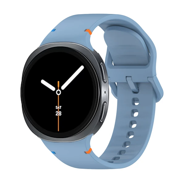 Samsung Galaxy Watch 8 44mm 40mm İle Uyumlu Metal Tokalı Spor Silikon Kordon  Mavi ürün görseli 1
