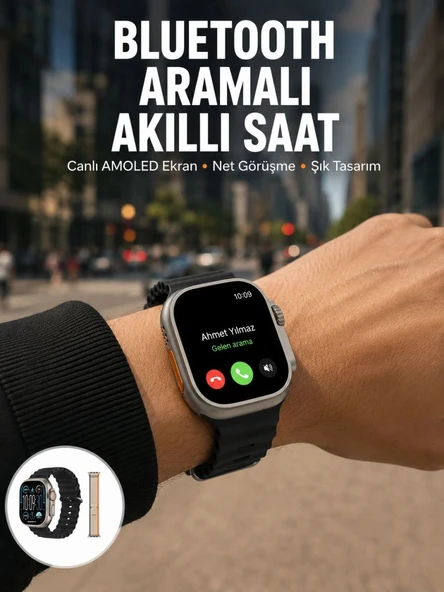 Akıllı Saat Kol Saati Android Ve İos Uyumlu Nabız Ölçer Sesli Asistan Yeni Nesil ürün görseli 1