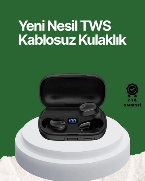 Telefon Şarj Destekli 1800 mAh A10s TWS Kablosuz Kulak İçi Kulaklık ürün görseli 1