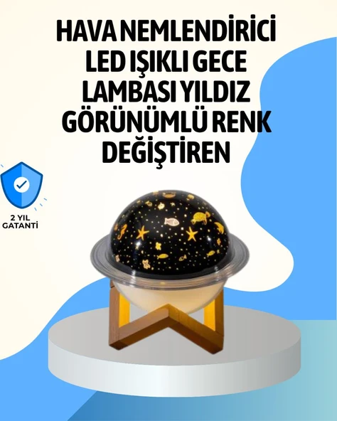 Projektör ışıklı ve aromaterapi destekli taşınabilir nemlendirici cihaz USB bağlantılı ürün görseli 1