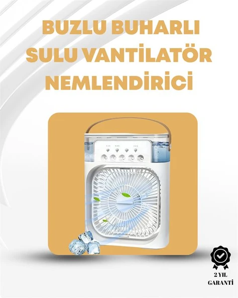 Taşınabilir 3'ü 1 Arada Mini Fan | Nemlendirici + Soğutucu + Gece Lambası ürün görseli 1