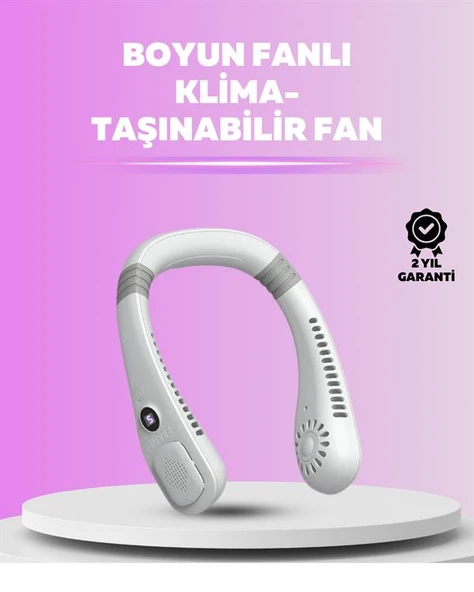 Giyilebilir Bladeless Boyun Fanı | 360° Serinlik, 5 Kademe Rüzgar, USB Şarjlı Sessiz Mini Klima ürün görseli 1