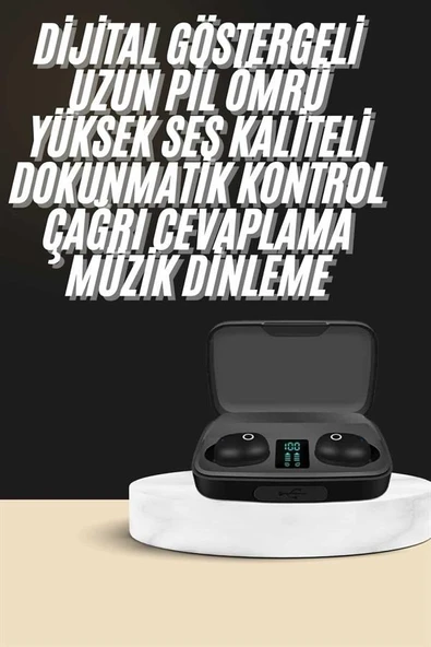 Kablosuz Dijital Göstergeli Çağrı Cevaplayabilen TWS 5.0 Bluetooth Kulaklık ürün görseli 1