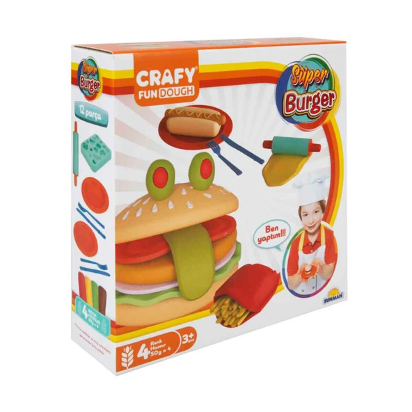 Crafy Süper Burger Oyun Hamuru Seti 200 gr. 12 Parça ürün görseli 1
