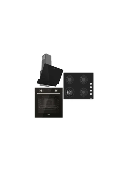 Uğur Fry Art Set Siyah (Uaf 6011D Scpet Fırın - Uao 6041W3 Scy Rsr1 Ocak - Uad 6012G SA3D Davlumbaz) ürün görseli 1