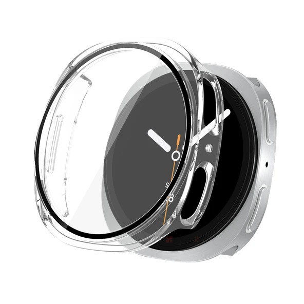 Samsung Galaxy Watch 8 40mm Uyumlu Kılıf Sert PC Kasa ve Ekran Koruyucu Kılıf  Şeffaf ürün görseli 1