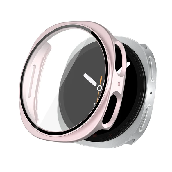 Samsung Galaxy Watch 8 40mm Uyumlu Kılıf Sert PC Kasa ve Ekran Koruyucu Kılıf  Rose Gold ürün görseli 1