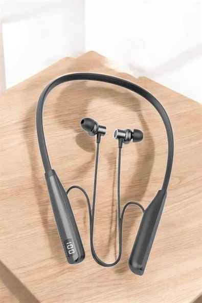 Boyun Askılı Bluetooth Kulaklık Uzun Şarj Süreli Dijital Göstergeli Kablolu ürün görseli 1