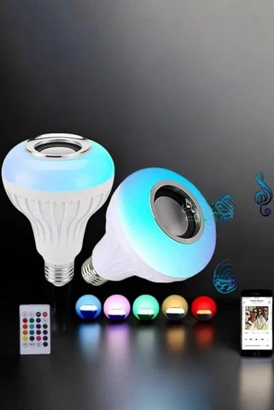 Kablosuz Bluetooth Hoparlör Led Lamba - Resim 4