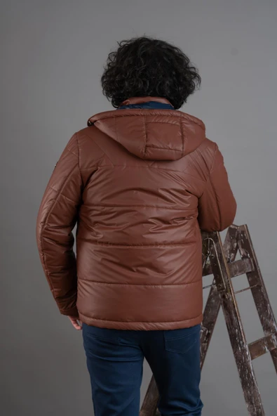 KAPŞONLU REGULAR FİT ERKEK ŞİŞME MONT - Resim 12