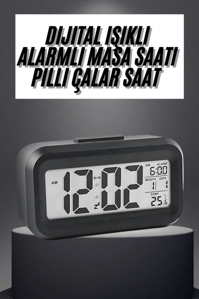 Gece Dijital Masa Saati Dijital Alarmlı Led Ekran Pilli Çalar Saat ürün görseli 1