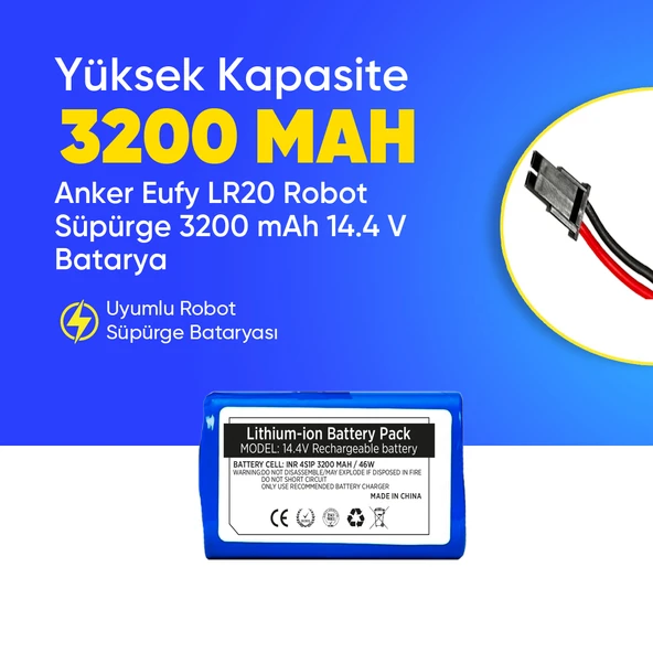 Anker Eufy LR20 Robot Süpürge 3200 mAh 14.4 V  Batarya – Orjinal Uyumlu Uzun Ömürlü, Yüksek Performans Pil ürün görseli 1