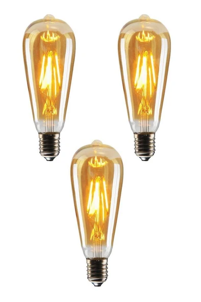 Şahnet 4W Dim Rustik Led Ampul Sarı Işık Armut Edison Ampul 3 Adet ürün görseli 1