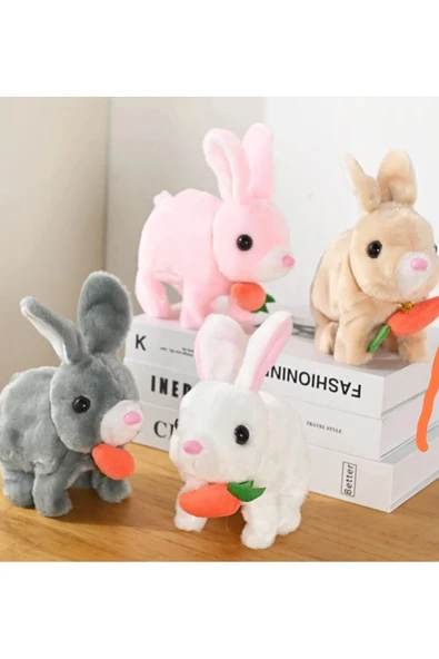 Karma renk Pilli Sesli Ve Işıklı Zıplayan Peluş Tavşan Tekli ürün görseli 1