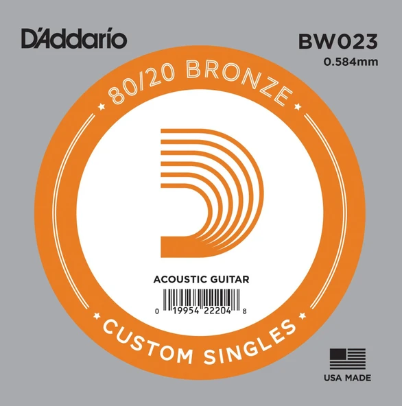 DADDARIO BW023 DADDARIO BW023 AKUSTİK TEK TEL, 80/20 BRONZE WOUND, 023, G-(SOL) ürün görseli 1