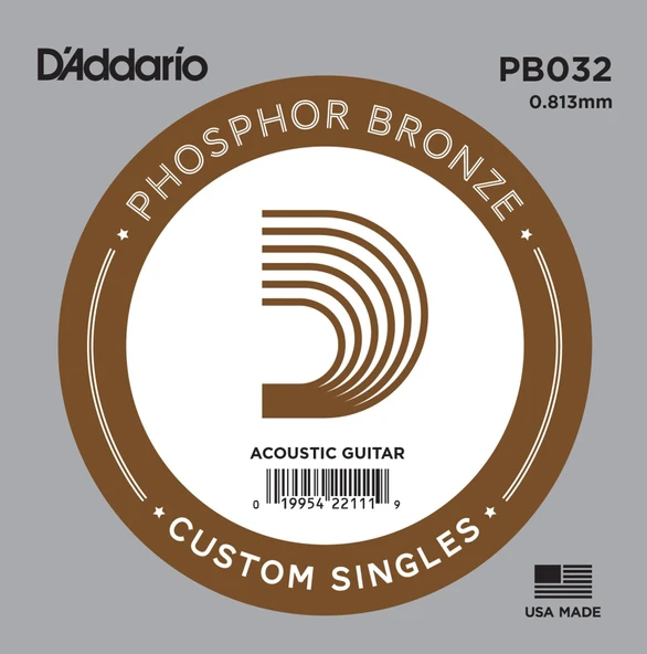 DADDARIO PB032 DADDARIO PB032 AKUSTİK TEK TEL, PHOSPHOR BRONZE WOUND, D-(RE) ürün görseli 1