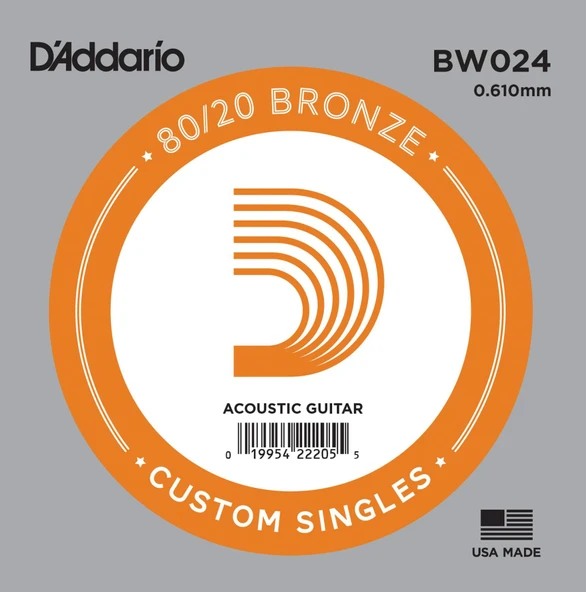 DADDARIO BW024 DADDARIO BW024 AKUSTİK TEK TEL, 80/20 BRONZE WOUND, 024, G-(SOL) ürün görseli 1
