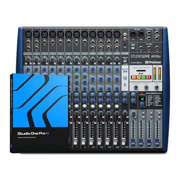 PreSonus StudioLive AR16c USB USB-C bağlantılı 16 Kanal Hibrit mixer / ses kartı / recorder ürün görseli 1