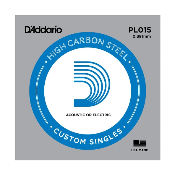 DADDARIO PL015 DADDARIO PL015 ELEKTRO VE AKUSTİK TEK TEL, B-(Sİ), YÜKSEK KARBONLU ÇELİK ürün görseli 1