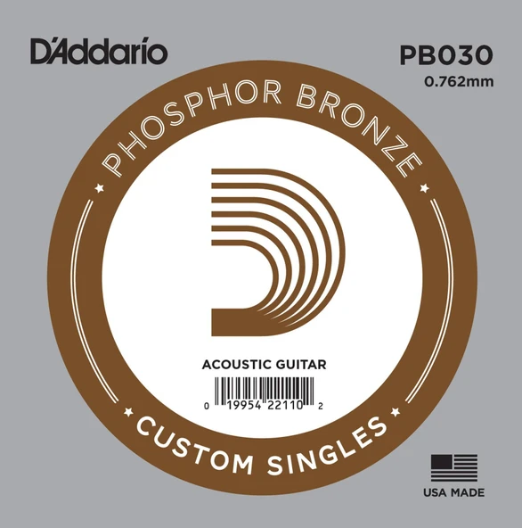 DADDARIO PB030 DADDARIO PB030 AKUSTİK TEK TEL, PHOSPHOR BRONZE WOUND, D-(RE) ürün görseli 1