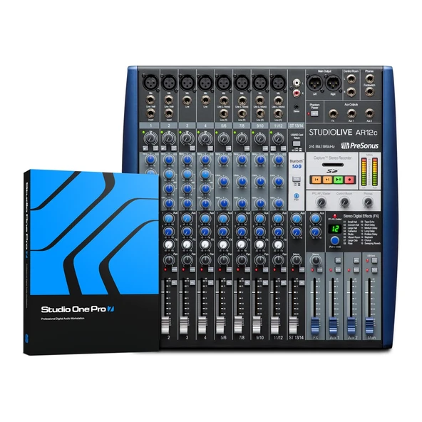 PreSonus StudioLive AR12c USB USB-C bağlantılı 12 Kanal Hibrit mixer / ses kartı / recorder ürün görseli 1