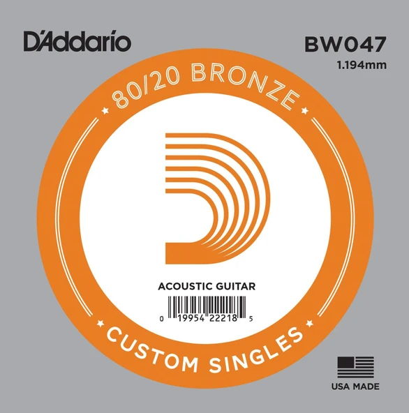 DADDARIO BW047 DADDARIO BW047 AKUSTİK TEK TEL, 80/20 BRONZE WOUND, 047, E-(Mİ) ürün görseli 1