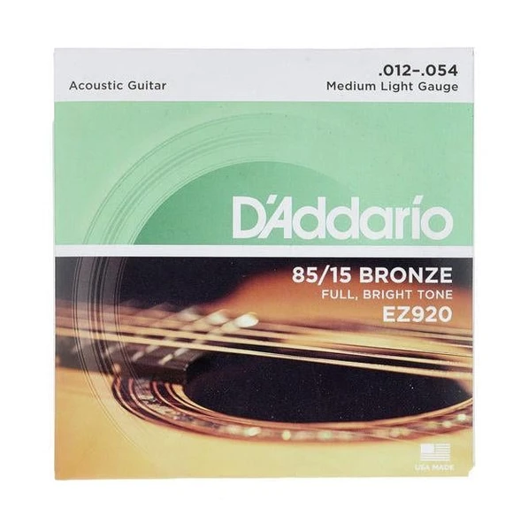 DADDARIO EZ920 DADDARIO EZ920 AKUSTİK GİTAR TEL SETİ, 85/15 BRONZE, MEDIUM LIGHT ürün görseli 1