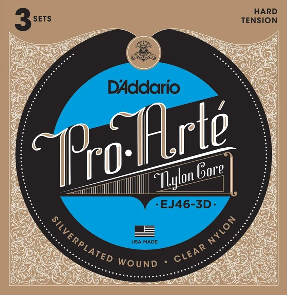 DADDARIO EJ46-3D DADDARIO EJ46-3D PRO-ARTE KLASİK GİTAR TEL SETİ, 3'LÜ PAKET, HARD TENSION ürün görseli 1