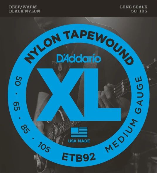 DADDARIO ETB92 DADDARIO ETB92 BASS GİTAR TEL SETİ, 50-105, XL NYLON TAPEWOUND, MEDIUM ürün görseli 1