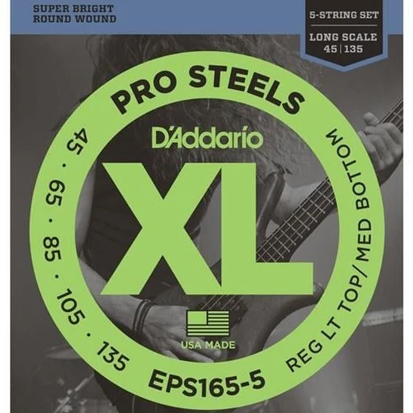 DADDARIO EPS165-5 DADDARIO EPS165-5 BASS GİTAR TEL SETİ, 5 TELLİ, 45-135 ürün görseli 1