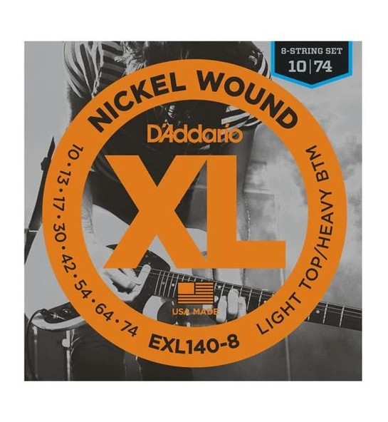 DADDARIO EXL140-8 DADDARIO EXL140-8 ELEKTRO GİTAR TEL SETİ, 8 TELLİ, XL, 10-74, LIGHT TOP/HEAVY BOTTOM ürün görseli 1