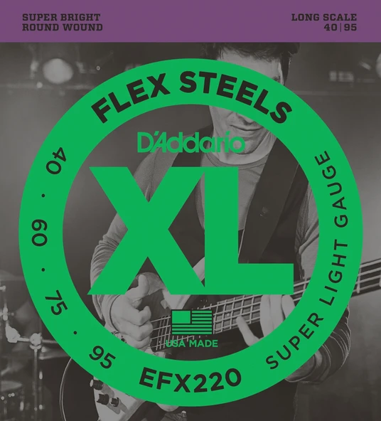 DADDARIO EFX220 DADDARIO EFX220 BASS GİTAR TEL SETİ, FLEXSTEELS, SUPER LIGHT ürün görseli 1