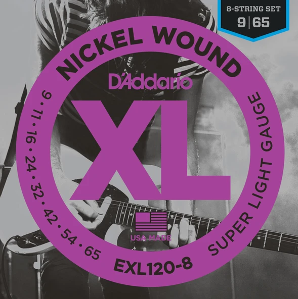 DADDARIO EXL120-8 DADDARIO EXL120-8 ELEKTRO GİTAR TEL SETİ, 8 TELLİ, XL, 9-65, NICKEL ürün görseli 1