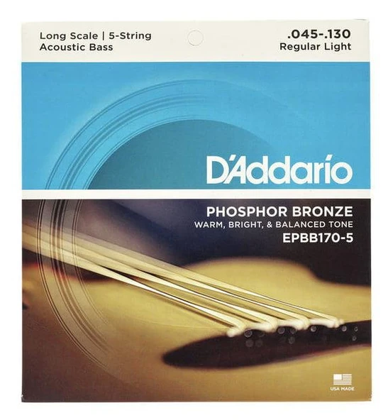 DADDARIO EPBB170-5 DADDARIO EPBB170-5 AKUSTİK BAS GİTAR TEL SETİ, LONG SCALE, 45-130, PHOSPHOR BRONZE ürün görseli 1