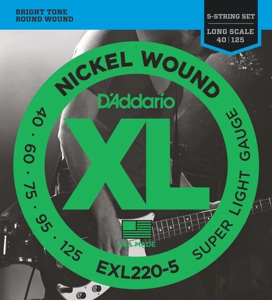 DADDARIO EXL220-5 DADDARIO EXL220-5 BASS GİTAR TEL SETİ, 5 TELLİ, XL, 40-125, LONG SCALE ürün görseli 1