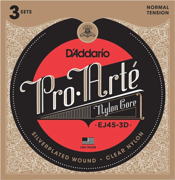 DADDARIO EJ45-3D DADDARIO EJ45-3D PRO-ARTE KLASİK GİTAR TEL SETİ, 3'LÜ PAKET, NORMAL TENSION ürün görseli 1