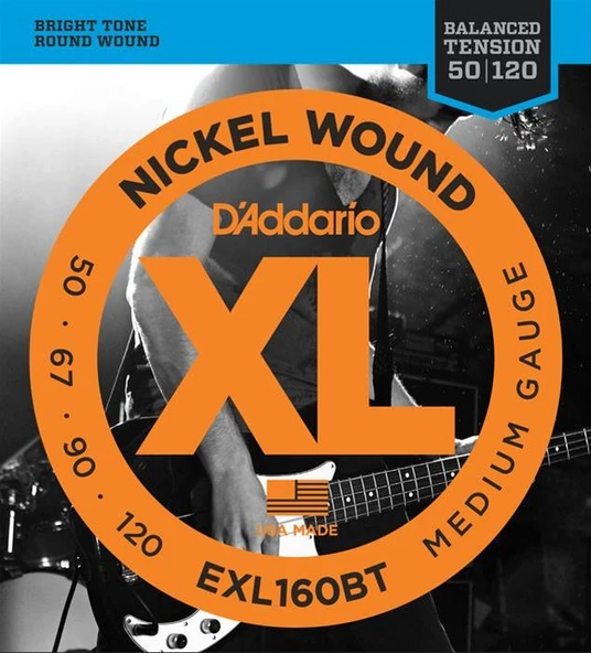 DADDARIO EXL160BT DADDARIO EXL160BT BASS GİTAR TEL SETİ, XL, 50-120 LONG SCALE, NICKEL ürün görseli 1