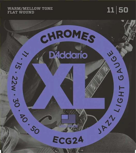 DADDARIO ECG24 DADDARIO ECG24 ELEKTRO GİTAR TEL SETİ, CHROMES, 11-50, JAZZ LIGHT ürün görseli 1