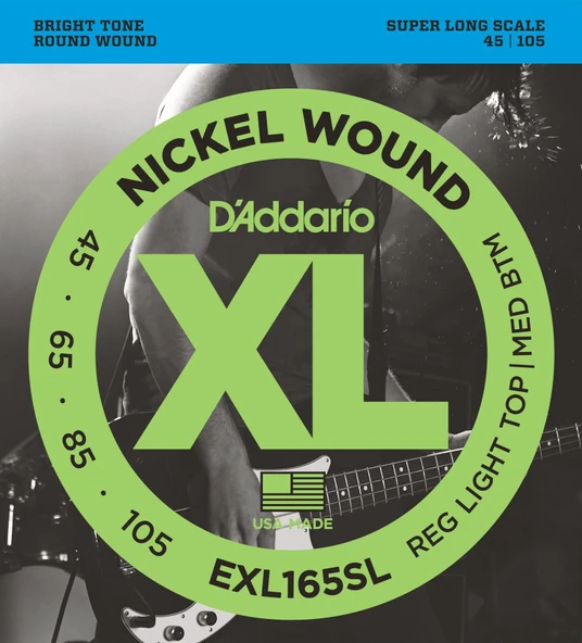 DADDARIO EXL165SL DADDARIO EXL165SL BASS GİTAR TEL SETİ, XL SERİSİ, NICKEL WOUND, REGULAR LIGHT ürün görseli 1