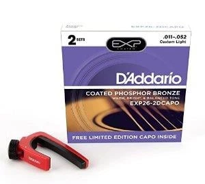 DADDARIO EXP26-2DCAPO DADDARIO EXP26-2DCAPO AKUSTİK GİTAR TEL SETİ, 2 SET, 11-52, COATED PHOSPHOR BRONZE ürün görseli 1