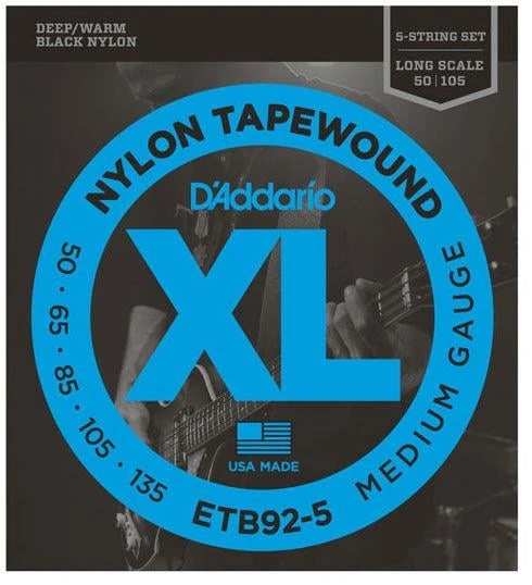 DADDARIO ETB92-5 DADDARIO ETB92 BASS GİTAR TEL SETİ, 5 TELLİ, 50-105, XL NYLON TAPEWOUND, MEDIUM ürün görseli 1