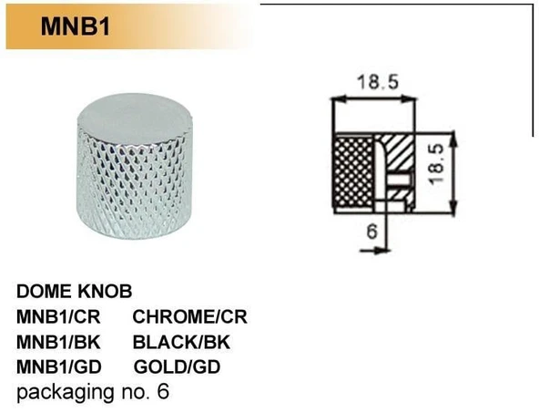 VALENCIA MNB1CR GİTAR POT. DÜĞME BAŞLIĞI (KUBBELİ) METAL, KROM, (1 ürün görseli 1