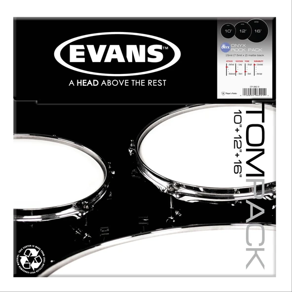 EVANS ETP-ONX2-R EVANS ETP-ONX2-R DERİ SETİ (10+12+16) TOM KUMLU SİYAH ROCK KİT ürün görseli 1
