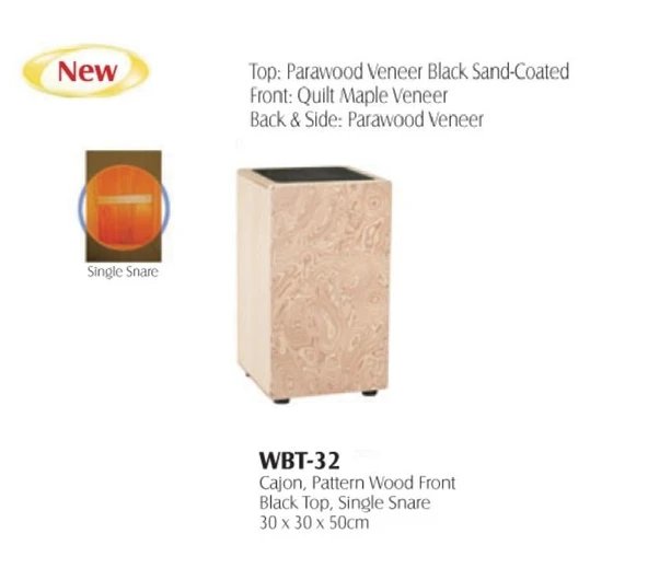 MAXTONE WBT-32 CAJON PATTERN WOOD FRONT SINGLE SNARE BLACK  :MAXT ürün görseli 1